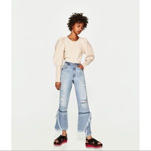 Zara IX’D Makers TRF denim light kick flare jeans